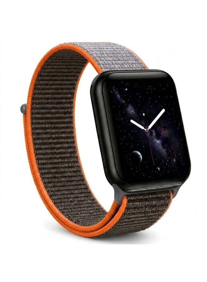 MARGOUN Breathable Nylon Sport Loop Band Compatible with Apple Watch 44mm 45mm 46mm 49mm for Women Men, iWatch Wrist Straps for Ultra 3 2, Se, Series 11 10 9 8 7 - Grey Orange - Image 1