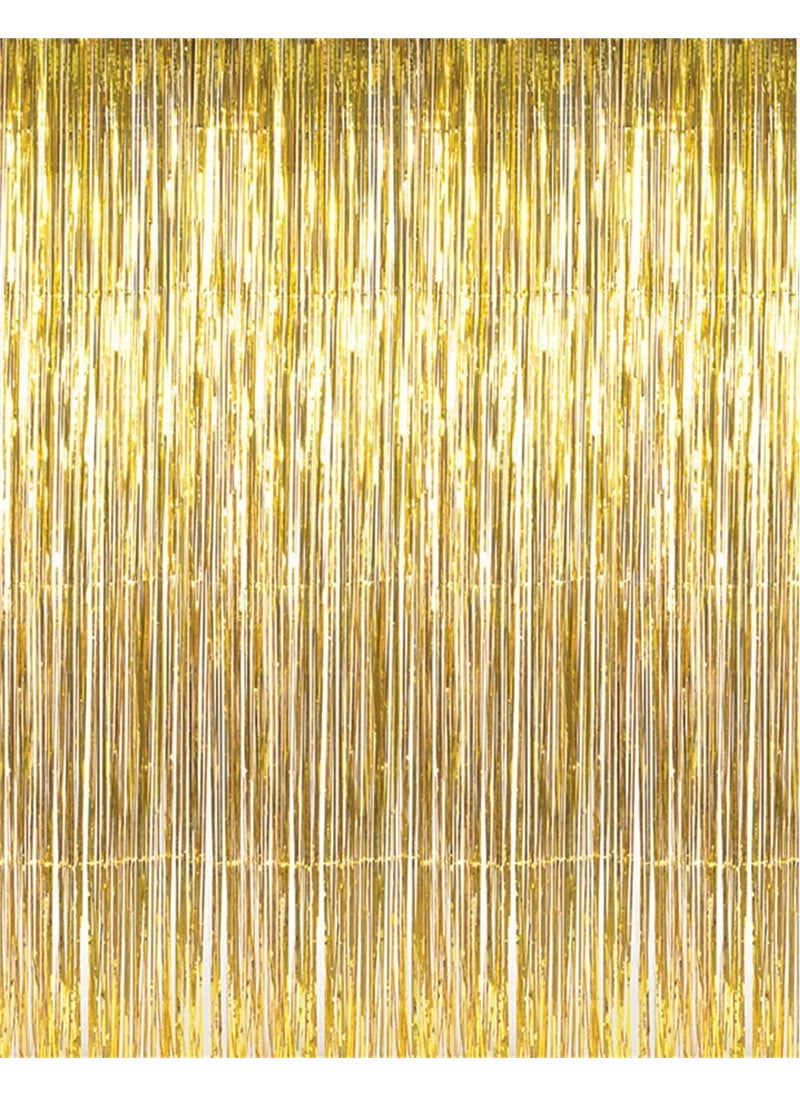 GOER GOER 32 ft x 98 ft Metallic Tinsel Foil Fringe Curtains Party Photo Backdrop Party Streamers for BirthdayGraduationNew Year Eve Decorations Wedding Decor 1 Pack Gold 