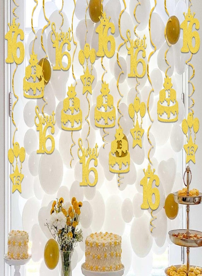 WFKLDF 36 Pcs 16th Birthday Hanging Swirls Party Decorations 16th Birthday Decorations for Girls 16 Year Old Birthday Party Decor Supplies Gold - Image 4