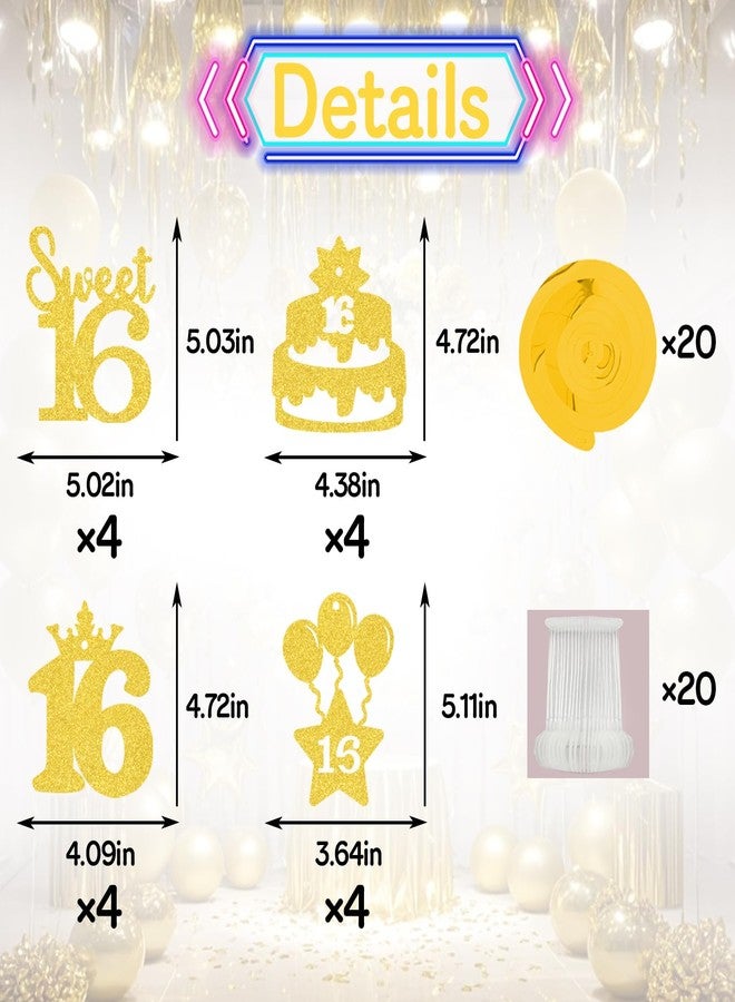 WFKLDF 36 Pcs 16th Birthday Hanging Swirls Party Decorations 16th Birthday Decorations for Girls 16 Year Old Birthday Party Decor Supplies Gold - Image 3