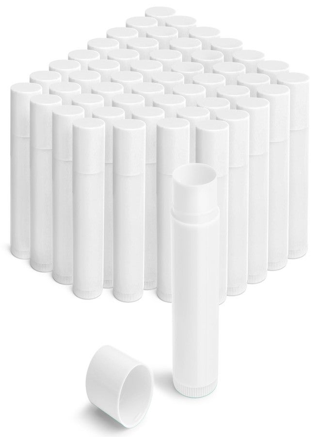 JuLand 50 Packs Empty Lip Balm Tubes 5.5ml - Refillable Round Lipstick Containers and BPA Free, Leak-Free Lip Balm Empty Containers for DIY, White - Image 1