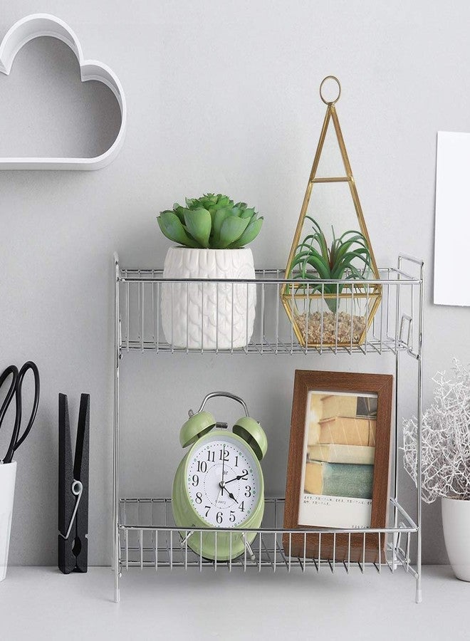 Vachan Creation Stainless Steel 2-Tier Kitchen Rack/Spice Shelf/Kitchen/Pantry Storage Organizer(Silver-Chrome) - Image 3