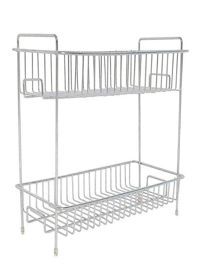Vachan Creation Stainless Steel 2-Tier Kitchen Rack/Spice Shelf/Kitchen/Pantry Storage Organizer(Silver-Chrome) - Image 2