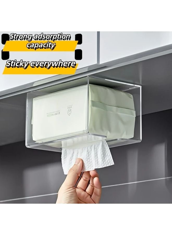 1pc Clear Modern Tissue Box Organizer Open Access Design Minimalist Countertop Storage - Image 2