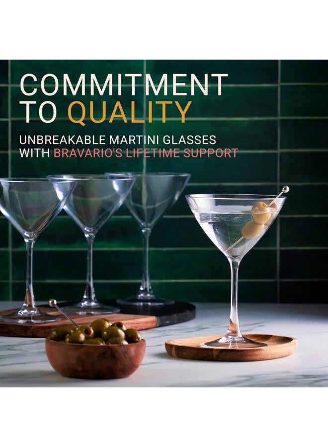 Bravario Plastic Martini Glasses, Unbreakable Premium Quality Drinkware, Tritan Reusable Coupe Glassware, BPA-Free Dishwasher-Safe Cups, 8 oz Set of 4 - Image 5