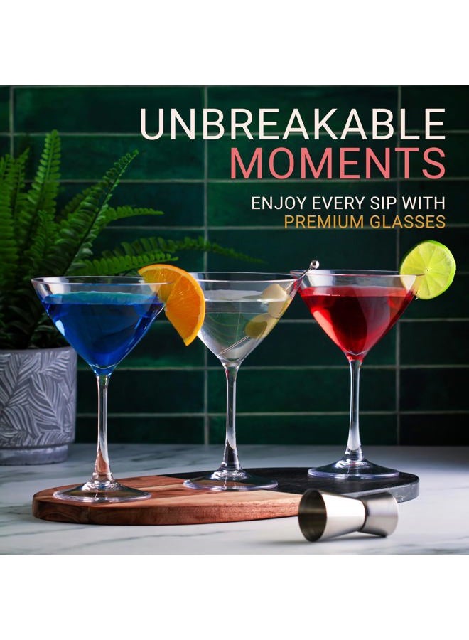 Bravario Plastic Martini Glasses, Unbreakable Premium Quality Drinkware, Tritan Reusable Coupe Glassware, BPA-Free Dishwasher-Safe Cups, 8 oz Set of 4 - Image 2