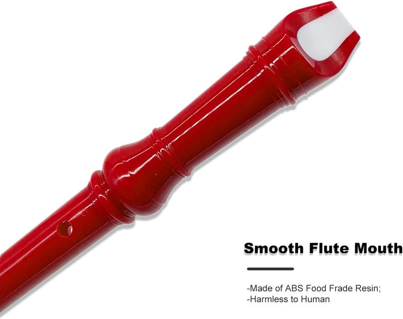 ENGIEGEE SJOYS 8-Hole Soprano Descant Recorder Kids Music Flute with Cleaning Rod & Case Bag For School Student Home Entertainment Red - Image 3
