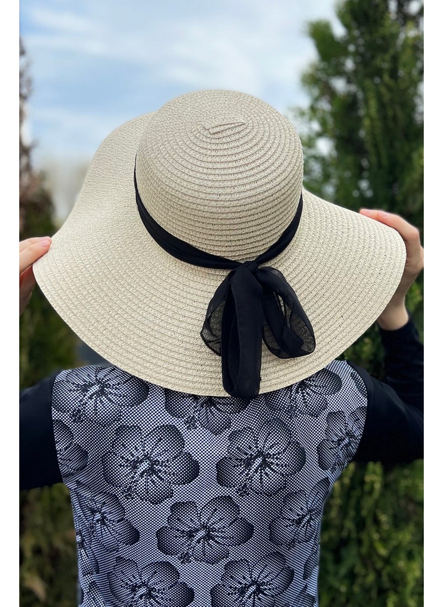 Remsa Mayo Ribbon Detailed Straw Hat Ecru Rş-51  - Image 2
