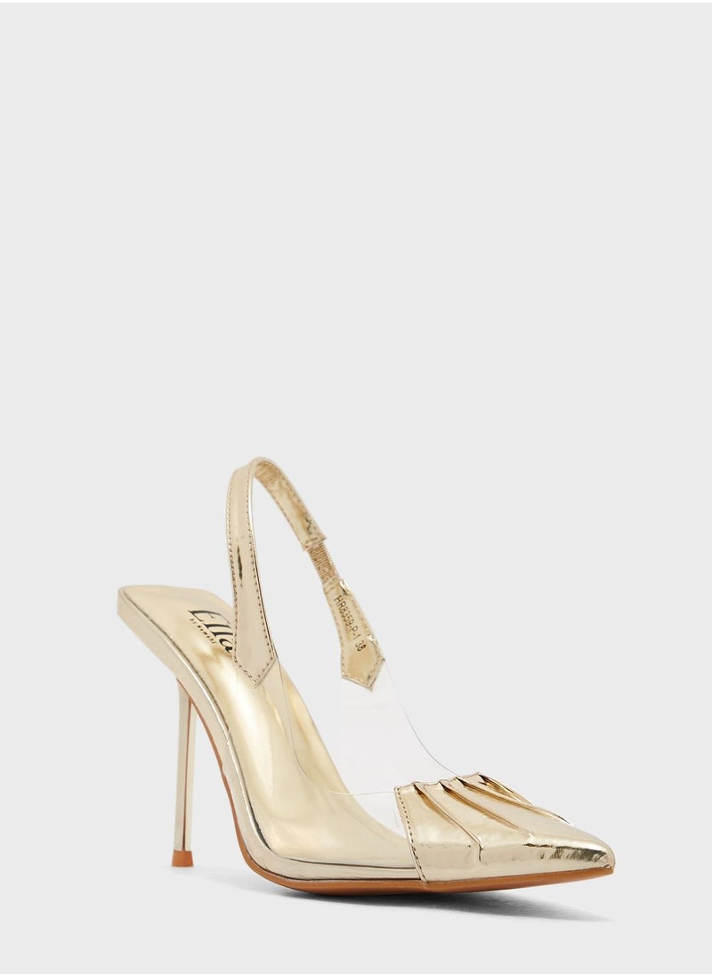 ELLA - Patent And Clear Needle Heel Pointed Pump - Image 1