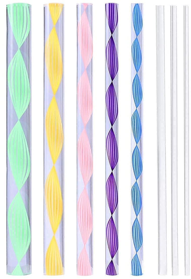 SHB SHB Colorful Acrylic Flat Head Twisted StickRod in Assorted Sizes for Nail Art Dot Painting DIY Kit Art Tool Set of 8 PCS  - Image 1
