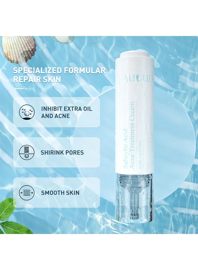 AuQuest Salicylic Acid Acne Treatment Cream, Acne Treatment Prevent Breakouts, Face Cream Whitening Facial Treatment Hyaluronic Acid Black Dots Remove Skin Care Beauty Health, Hydrating and Repairing Sensitive Skin Moisturizing Base Serum 15ml - Image 3