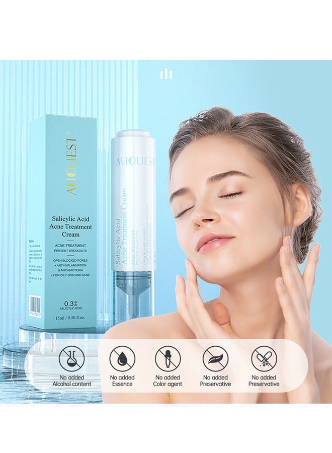 AuQuest Salicylic Acid Acne Treatment Cream, Acne Treatment Prevent Breakouts, Face Cream Whitening Facial Treatment Hyaluronic Acid Black Dots Remove Skin Care Beauty Health, Hydrating and Repairing Sensitive Skin Moisturizing Base Serum 15ml - Image 4