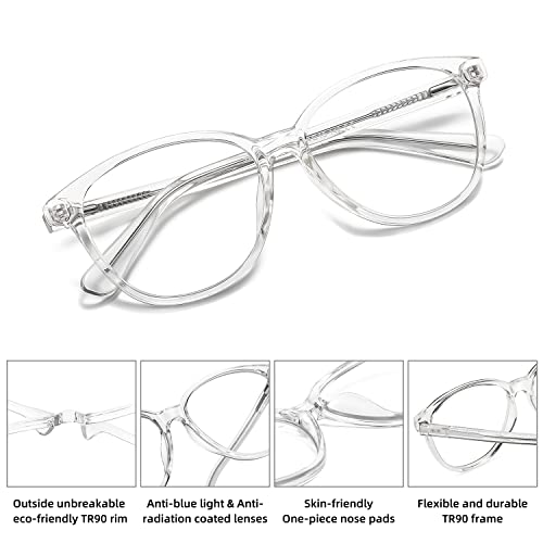MEETSUN Blue Light Blocking Glasses for Women Cat Eye Blue Light Glasses TR Frame Anti Eyestrain UV Glare Computer Gaming Eyeglasses(Clear Frame) - Image 4