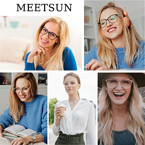 MEETSUN Blue Light Blocking Glasses for Women Cat Eye Blue Light Glasses TR Frame Anti Eyestrain UV Glare Computer Gaming Eyeglasses(Clear Frame) - Image 3