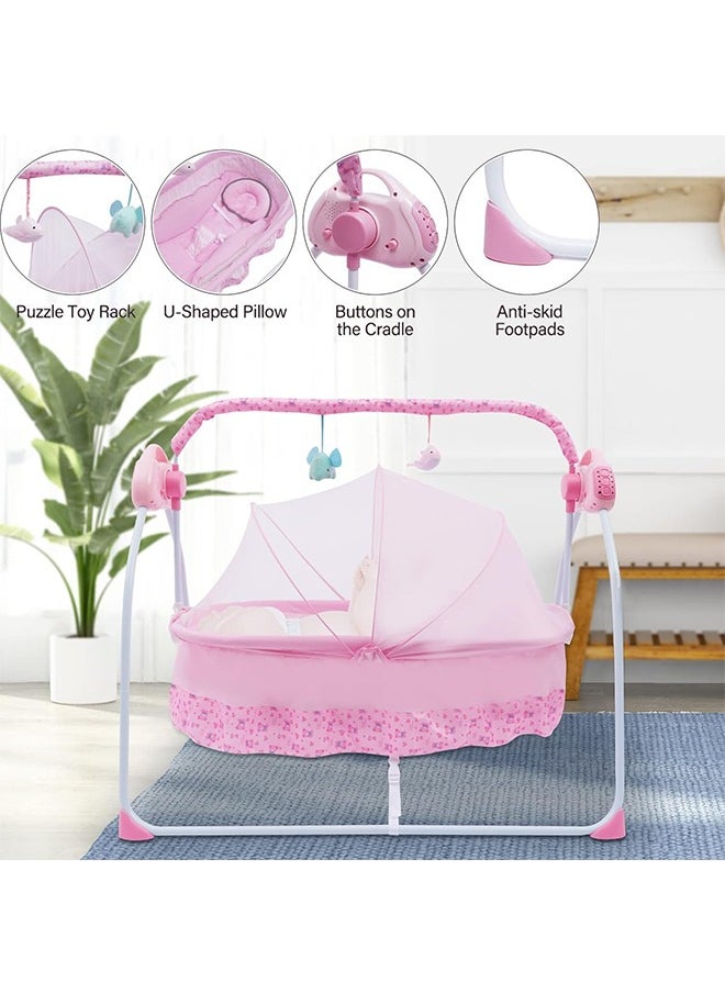 JCB CHIC Portable Baby Bassinet, Rocking Cradle Adjustable 5 Auto-Swing with Remote Control, Toys & Music Box for Infants and Toddlers  - Image 3