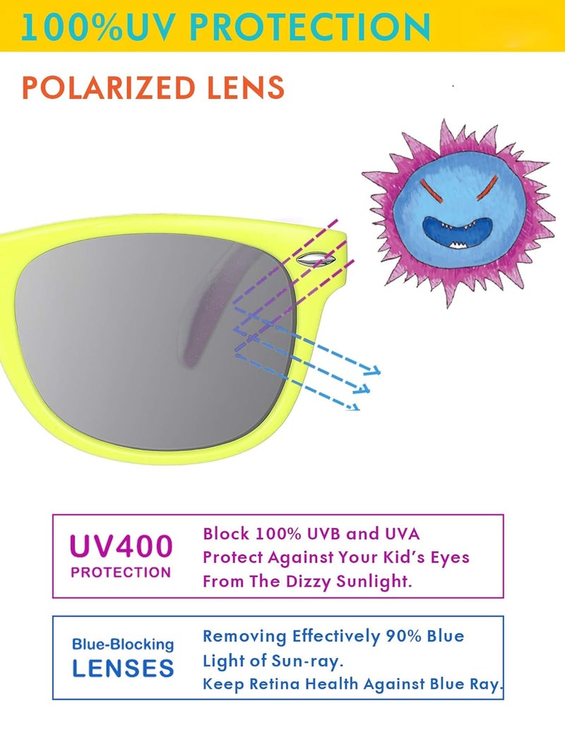 ROSSINI ROCF ROSSINI Flexible Kids Sunglasses Polarized Unbreakable Toddler Sun Glasses for Baby Boys and Girls UV400 with Case, Age 2-8 - Image 4