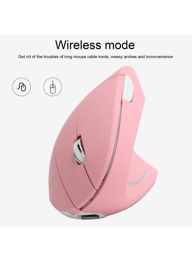 Hilitand Ergonomic Vertical Mouse 2.4G Wireless Optical Game Mouse Rgb Backlight Adjustable 4Level 2400Dpi 6 Button For Pc Laptop Desktop(Pink) - Image 5