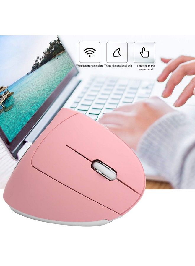 Hilitand Ergonomic Vertical Mouse 2.4G Wireless Optical Game Mouse Rgb Backlight Adjustable 4Level 2400Dpi 6 Button For Pc Laptop Desktop(Pink) - Image 3