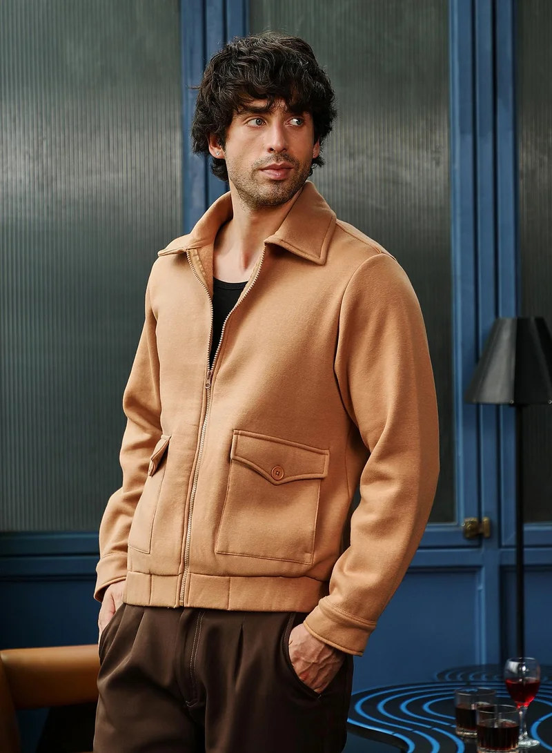 CAHOOT  Men's Rust Orange Zip-Front Knit Jacket for Men | Best Price UAE