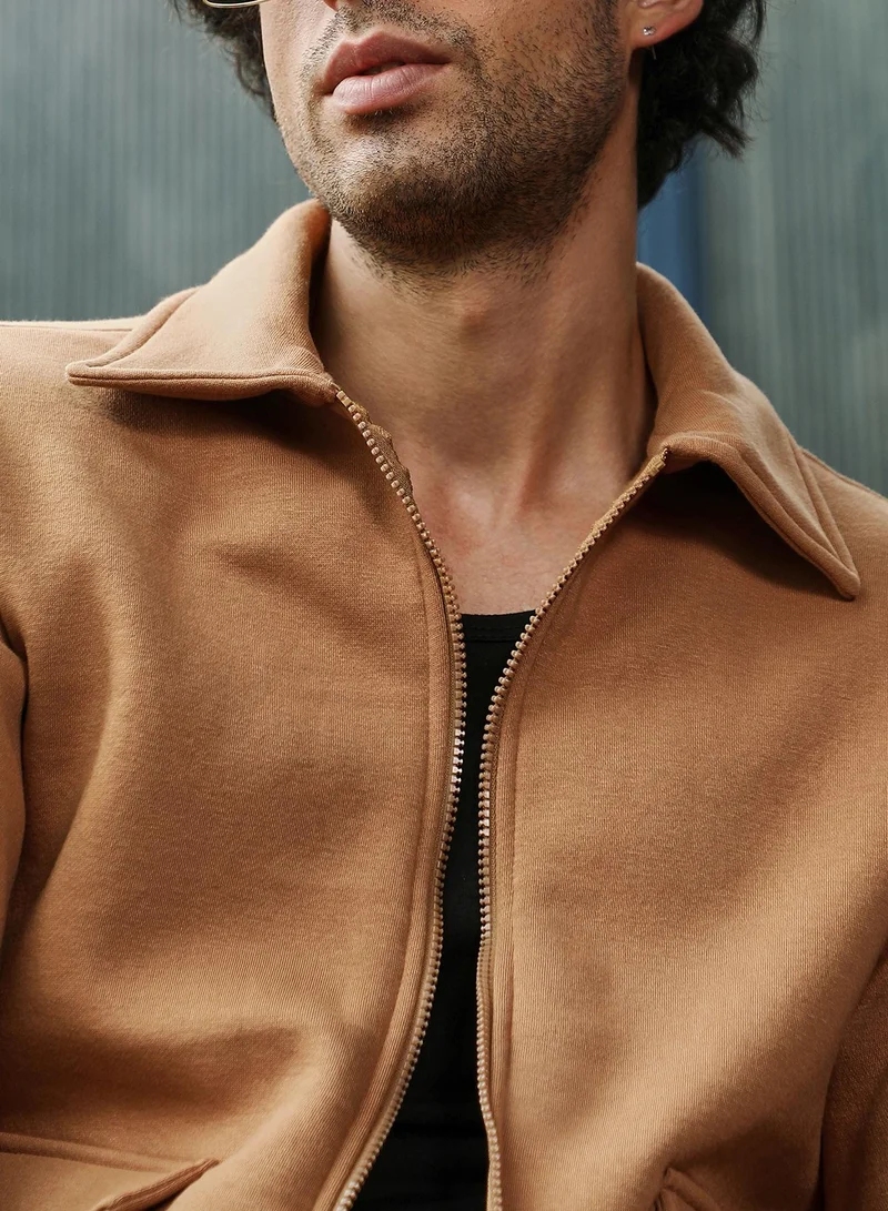 CAHOOT  Men's Rust Orange Zip-Front Knit Jacket for Men | Best Price UAE