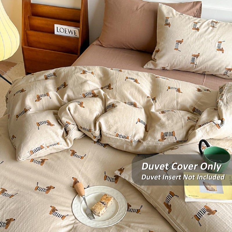 Erwinmu Duvet Cover Set Twin Size Brown Dachshund Bedding Set for Girls Boys,Dog Puppy Duvet Cover Kids with Zipper Closure and 1 Pillowcase - Image 4