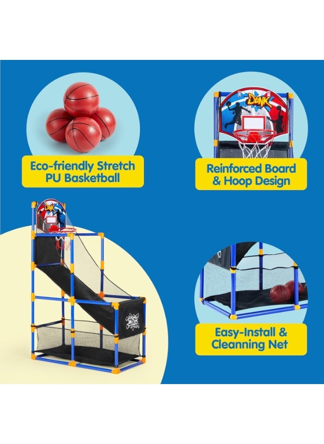 ROOTNRISEBLISS Arcade Basketball Game Set with 4 Balls and Hoop for Kids 3 to 12 Years Old Indoor Outdoor Sport Play - Easy Set Up - Air Pump Included - Ideal for Competition  - Image 4