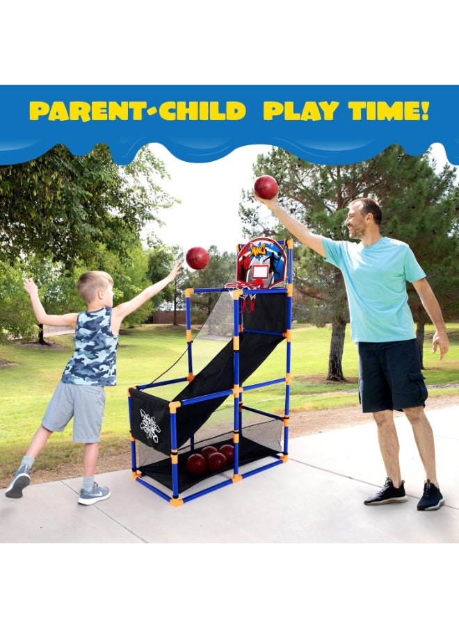 ROOTNRISEBLISS Arcade Basketball Game Set with 4 Balls and Hoop for Kids 3 to 12 Years Old Indoor Outdoor Sport Play - Easy Set Up - Air Pump Included - Ideal for Competition  - Image 3