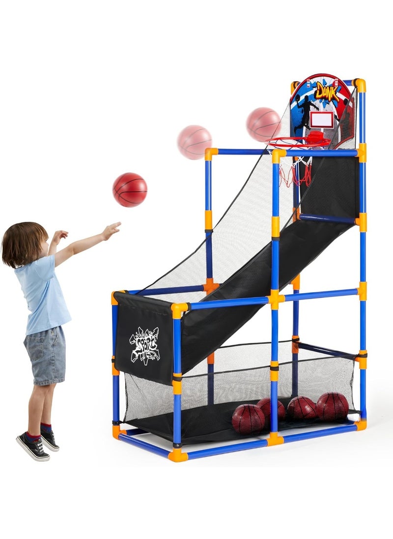 ROOTNRISEBLISS Arcade Basketball Game Set with 4 Balls and Hoop for Kids 3 to 12 Years Old Indoor Outdoor Sport Play - Easy Set Up - Air Pump Included - Ideal for Competition  - Image 1
