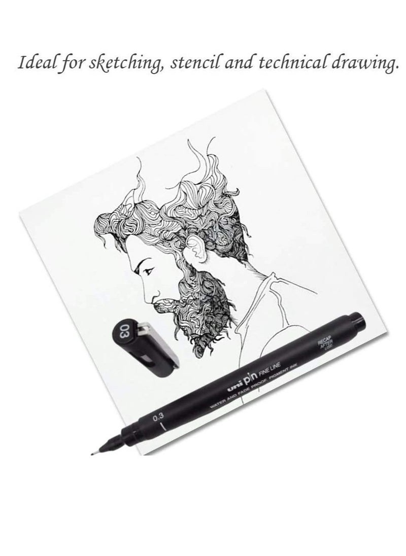 Uniball 3-Piece Unipin Fineliner Drawing Pens Black Ink  - Image 2
