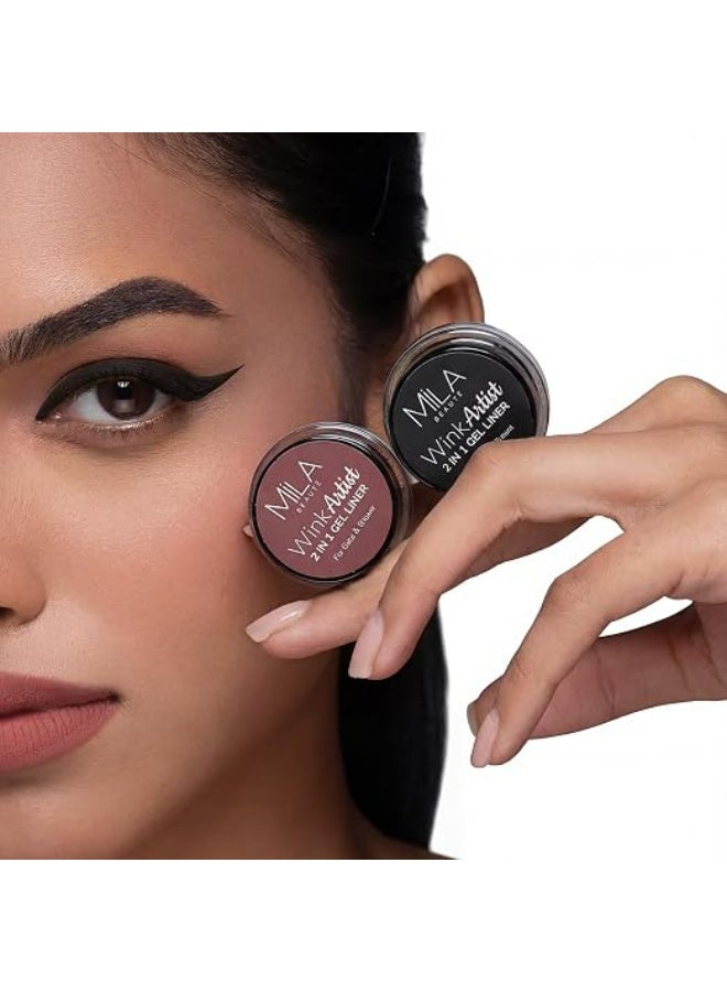 ميلا بيوتي Mila Beauté 36 Hr Waterproof Wink Artist 2 في 1: قلم حواجب وكحل جل مع فرشاة | تركيبة طويلة الأمد ومقاومة للتلطخ | زيت الكالندولا والصبار | اللون - (أسود، 4 غرام) - Image 5