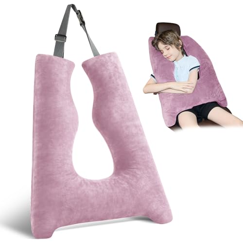 FAIORD Car Pillow for Kids Travel Pillow with Adjustable Strap, Kids Floor Pillows Cushions for Adults and Children to Support Head and Body Road Trip Essentials(Purple) - Image 1