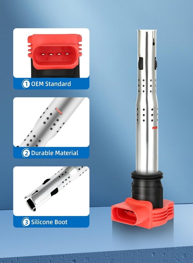 ECCPP ملفات إشعال ECCPP UF-529 رباعية مع شمعات إشعال إيريديوم رباعية لسيارات فولكس فاجن MK5 MK6 GTI جيتا جولف باسات تيجوان A3 A4 A5 A6 A7 Q5 Q7 R8 S4 S5 موديلات 2006-2016 بمحركات 2.0T 3.0T 2.5L 3.2L 4.2 5.2 5C1688 - Image 2