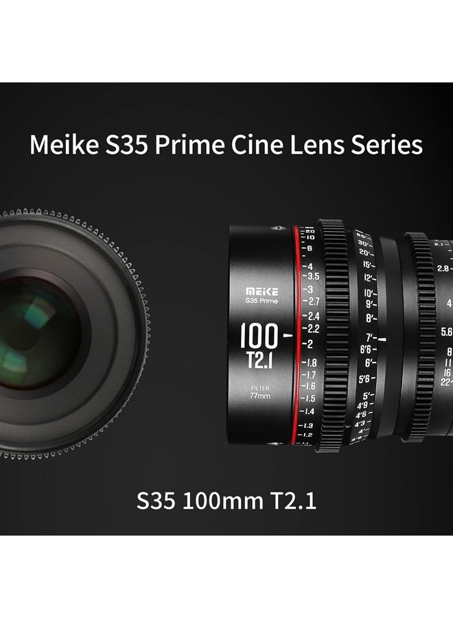 Meke 100mm T2.1 Super 35 Prime Manual Focus Cinema Lens for EF-Mount Cine Camera Compatible with C200 C300 II, RED Komodo, BMPCC 6K, Z CAM E2-S6 BMPCC6K Pro - Image 4