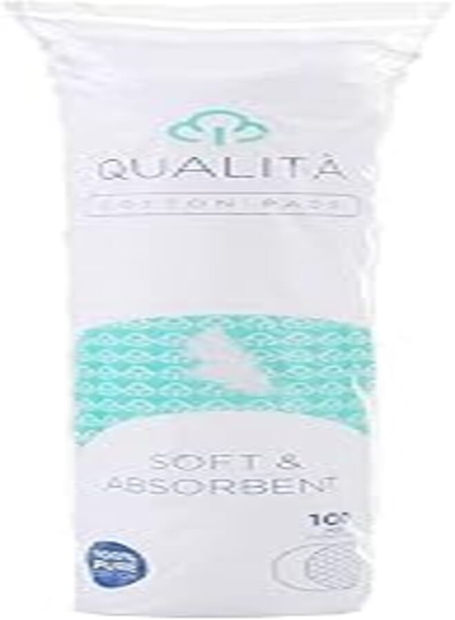 QUALITA Double-Face Round Cotton Pads - 100 Pieces