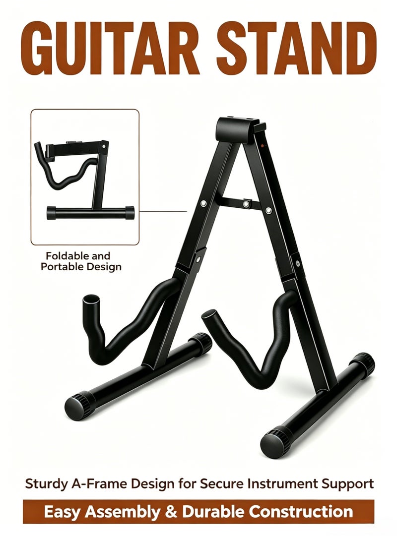 Guitar Stand ,Portable Folding A frame Floor Universal Metal Guitar Stand for Acoustic Classical Electric Bass Guitars Banjo Ukulele - Image 1