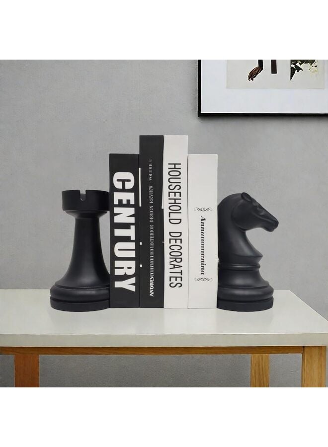 دعامات كتب على شكل شطرنج، دعامات كتب مزخرفة للمكتب والأرفف، دعامات كتب فريدة لديكور المكتب المنزلي، دعامات كتب ثقيلة للكتب، مقاس A - Image 5