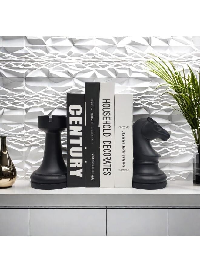 دعامات كتب على شكل شطرنج، دعامات كتب مزخرفة للمكتب والأرفف، دعامات كتب فريدة لديكور المكتب المنزلي، دعامات كتب ثقيلة للكتب، مقاس A - Image 3