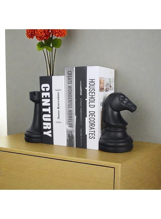 دعامات كتب على شكل شطرنج، دعامات كتب مزخرفة للمكتب والأرفف، دعامات كتب فريدة لديكور المكتب المنزلي، دعامات كتب ثقيلة للكتب، مقاس A - Image 4