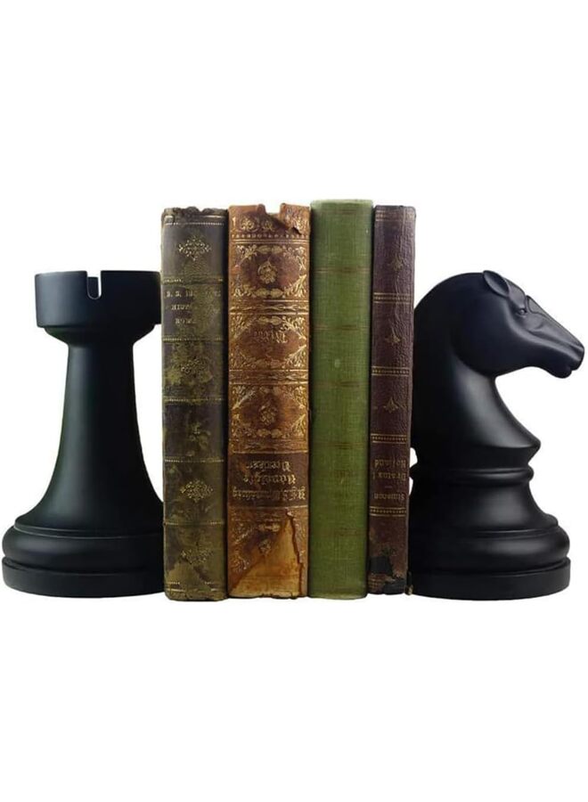دعامات كتب على شكل شطرنج، دعامات كتب مزخرفة للمكتب والأرفف، دعامات كتب فريدة لديكور المكتب المنزلي، دعامات كتب ثقيلة للكتب، مقاس A - Image 2