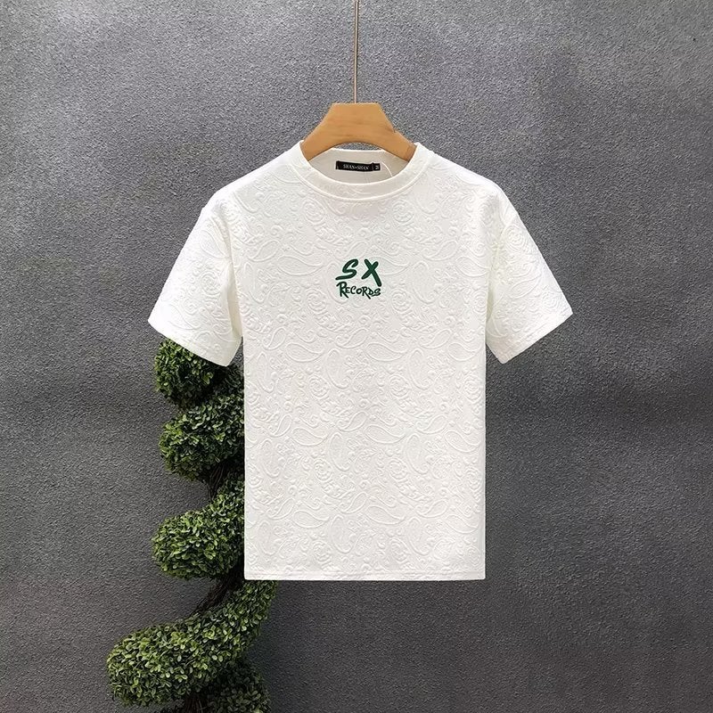 American Style Steel Printed Heavy Cotton T-shirt Men's Short-sleeved Summer High Street Trendy Brand Fashionable 2023 Clothes Loose All-match T-shirt - Image 1