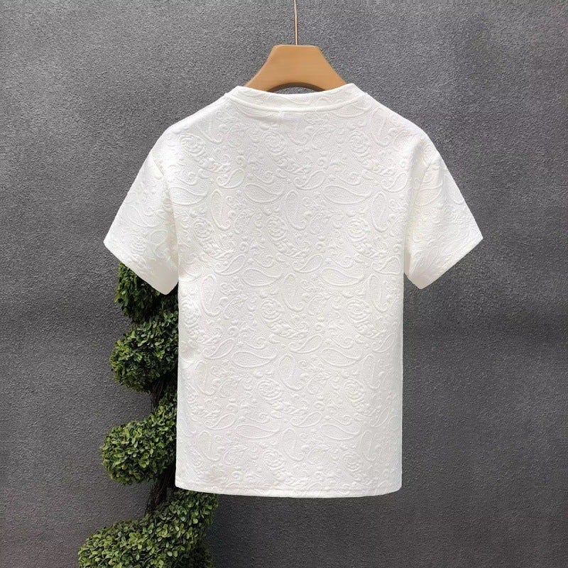 American Style Steel Printed Heavy Cotton T-shirt Men's Short-sleeved Summer High Street Trendy Brand Fashionable 2023 Clothes Loose All-match T-shirt - Image 5