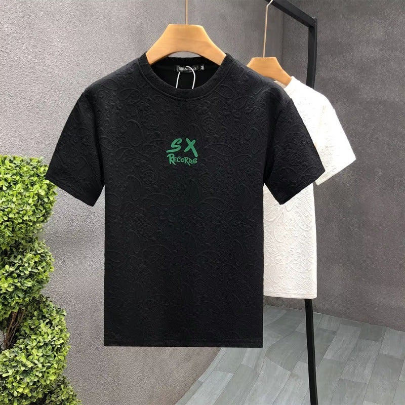 American Style Steel Printed Heavy Cotton T-shirt Men's Short-sleeved Summer High Street Trendy Brand Fashionable 2023 Clothes Loose All-match T-shirt - Image 3