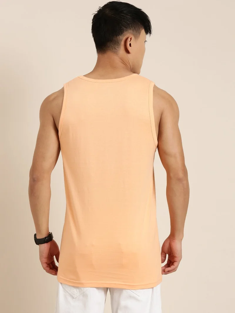 Joven Orange Cotton Innerwear Vest for Men