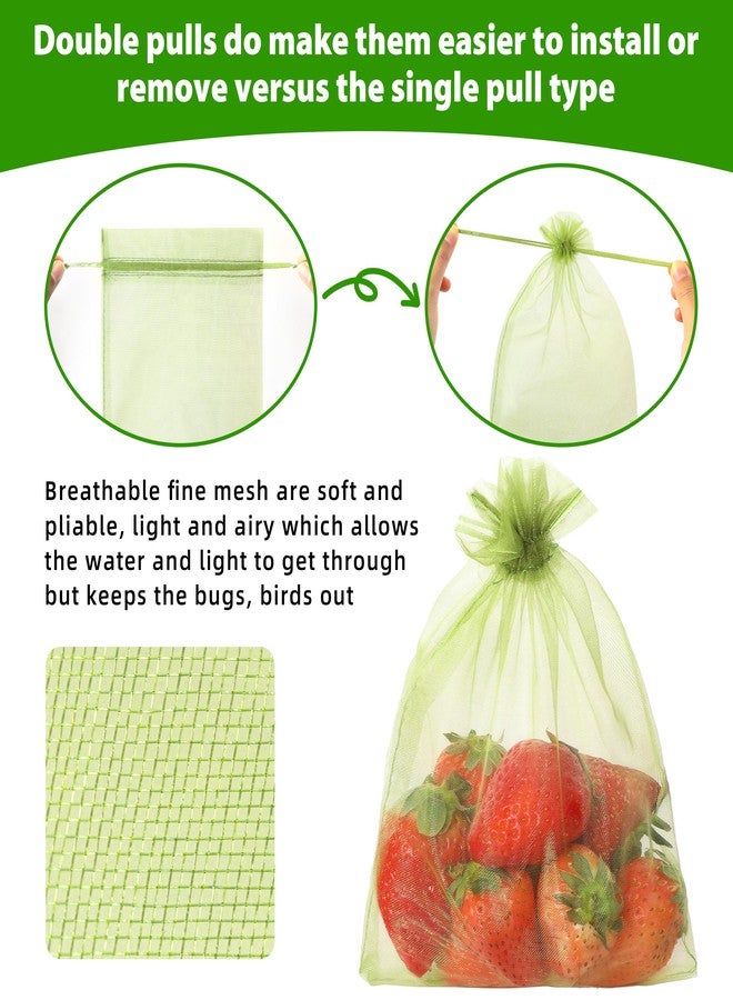 EWPJDK 70pcs Fruit Protection Bag 6x8 inch Green Netting Cover Bags Drawstring Mesh Bags Pest Barrier for Blueberry Small Fruit (70, 6x8 inch) - Image 3