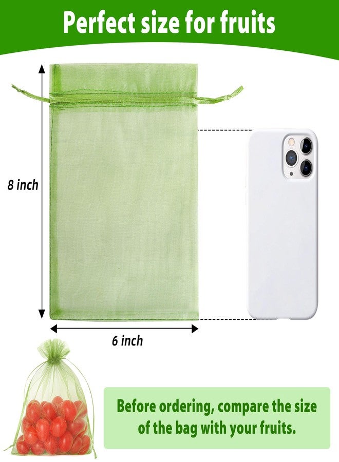 EWPJDK 70pcs Fruit Protection Bag 6x8 inch Green Netting Cover Bags Drawstring Mesh Bags Pest Barrier for Blueberry Small Fruit (70, 6x8 inch) - Image 2