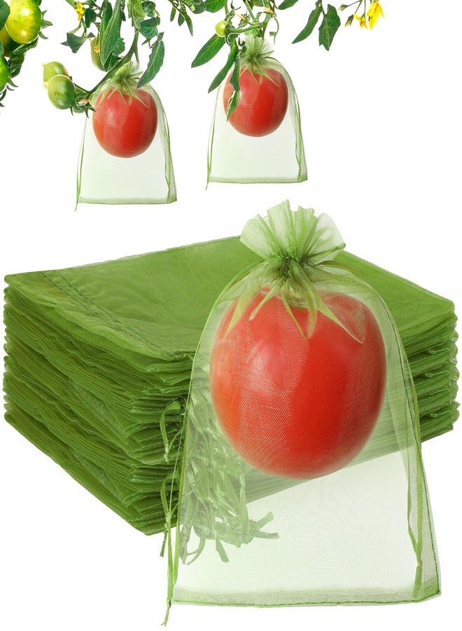 EWPJDK 70pcs Fruit Protection Bag 6x8 inch Green Netting Cover Bags Drawstring Mesh Bags Pest Barrier for Blueberry Small Fruit (70, 6x8 inch) - Image 1