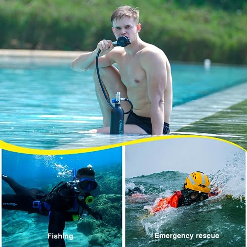 CHIKADIV Scuba Tank Diving Gear 1L Mini Scuba Tank Portable Lung Tank with Pump,Lung Kits for Underwater Exploration, Breathing Training C5 Green - Image 2