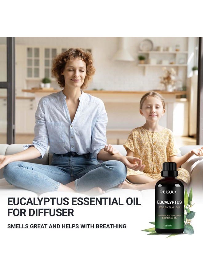 Fiora Naturals زيت الأوكالبتوس العطري - زيت أوكالبتوس نقي 100% للناشر، المرطب، الجيوب الأنفية، البرد، والعلاج بالروائح - زيت أوكالبتوس طبيعي للبشرة، الشعر، فروة الرأس والتدليك - Image 4