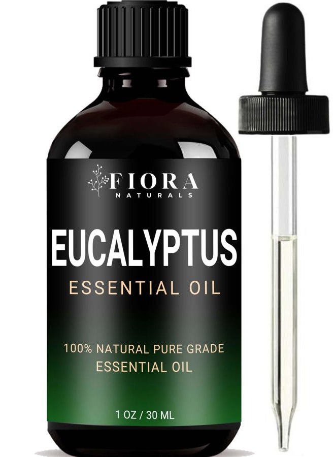 Fiora Naturals زيت الأوكالبتوس العطري - زيت أوكالبتوس نقي 100% للناشر، المرطب، الجيوب الأنفية، البرد، والعلاج بالروائح - زيت أوكالبتوس طبيعي للبشرة، الشعر، فروة الرأس والتدليك - Image 1