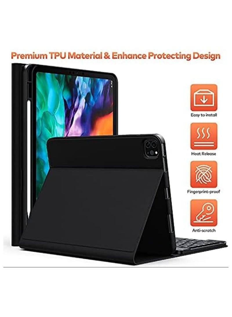 ELTRAZONE Arabic and English Keyboard Case for iPad Pro 11 inch 3rd Generation 2021 / iPad Pro 11-inch 2020 &2018, iPad Air 4th Gen, Lightweight Cover with Detachable Keyboard& Pencil Holder(iPad Pro 11, Black) - Image 2